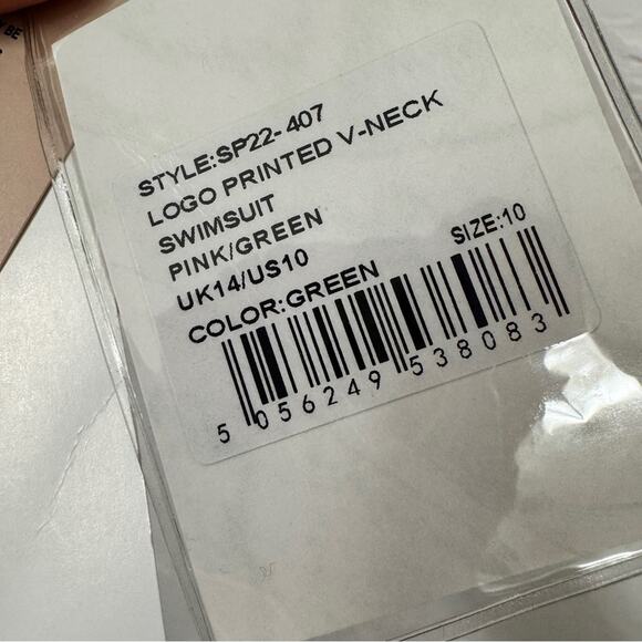 Self Portrait Pink Green Twist Front One Piece Swimsuit Womens 10 Halter NWT - Picture 4 of 9